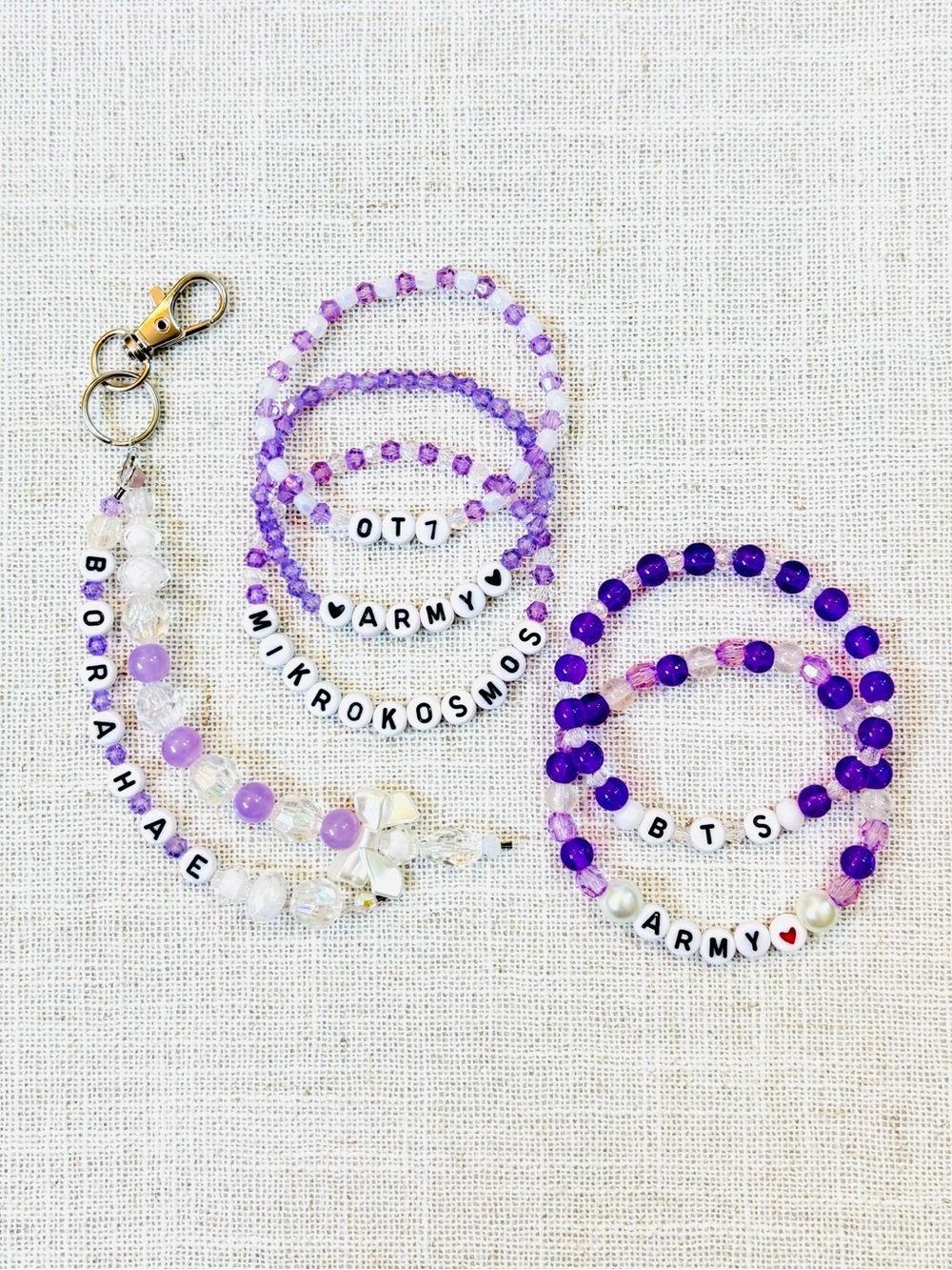(6pcs) BTS OT7 PURPLE KEYCHAIN BRACELET BUNDLE